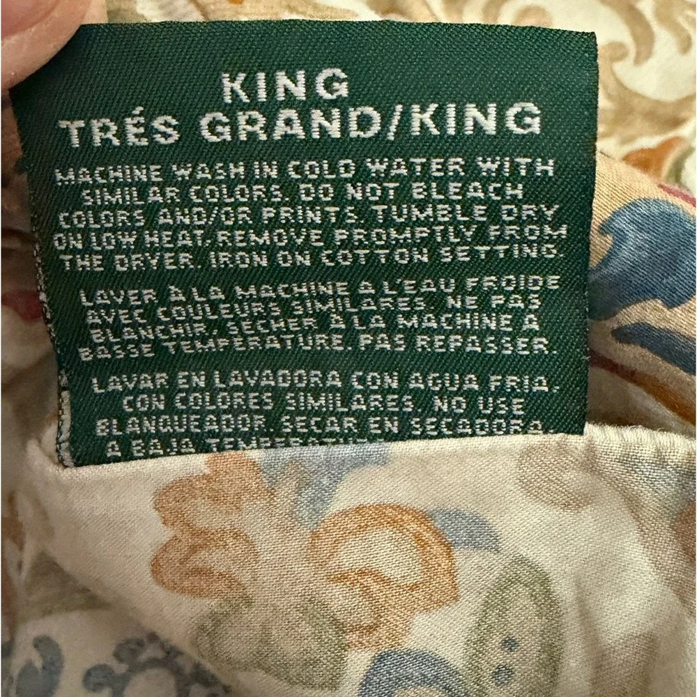 Vintage Ralph Lauren Marrakesh Rug King Size Duvet Comforter Cover Beige Sateen
